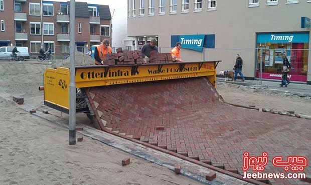 فرش کردن مکانیزه یک خیابان در هلند (عکس)