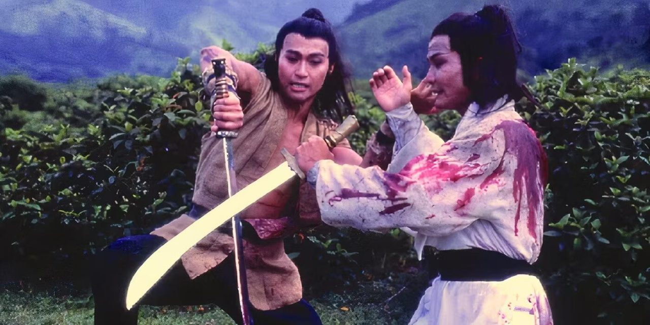 two men fighting with swords in john woo s last hurrah for chivalry فیلم last hurrah for chivalry