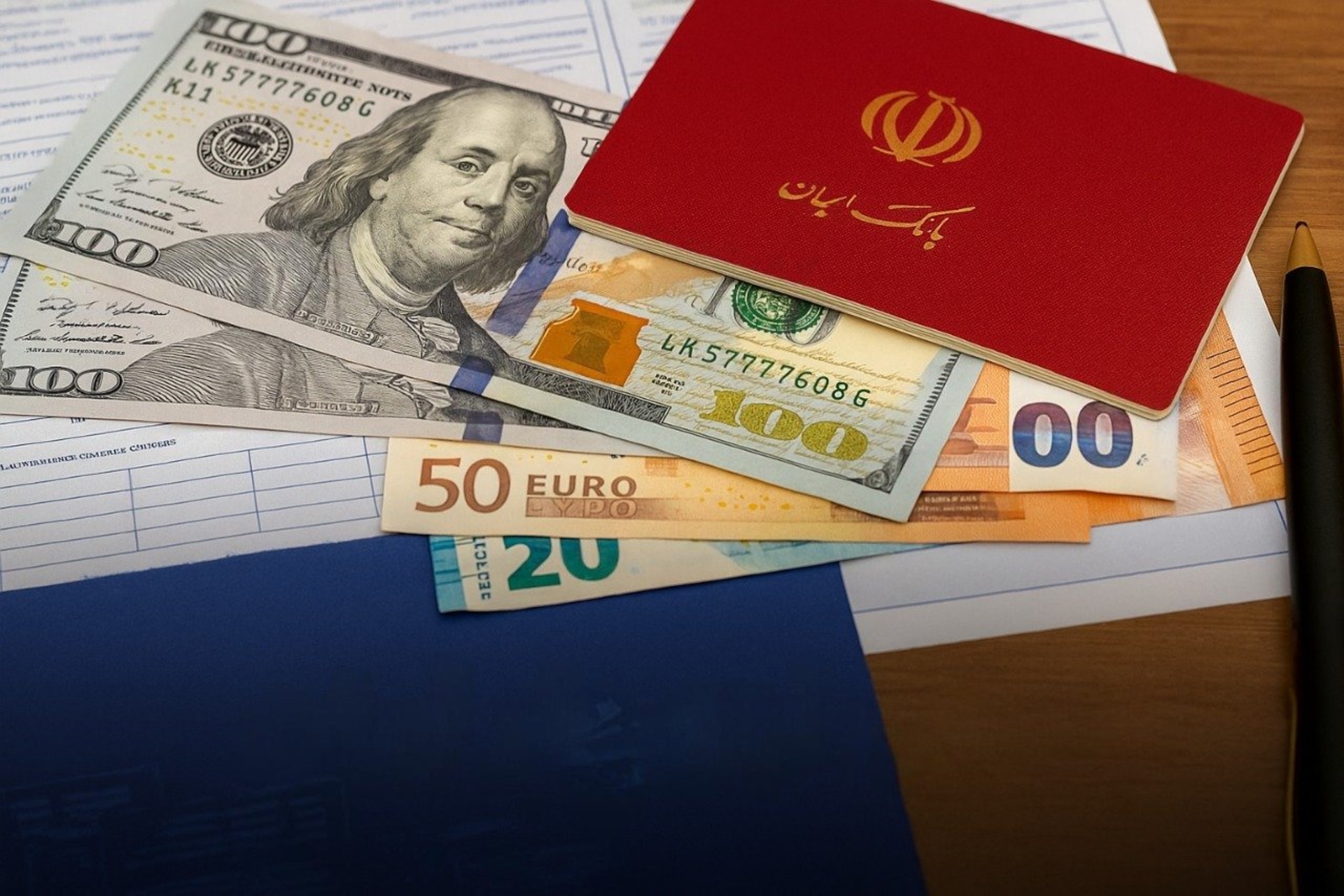 دلار و یورو درکنار دفترچه