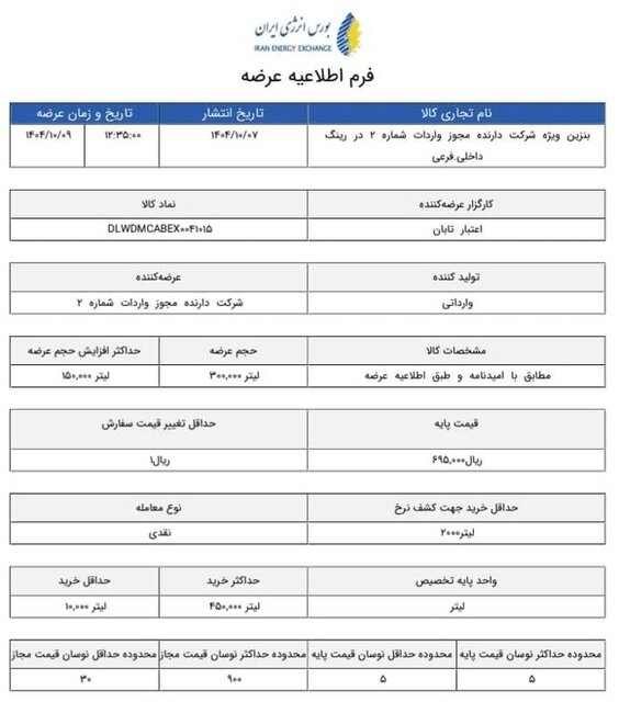 افزایش ۳۷۰۰ تومانی قیمت پایه بنزین سوپر وارداتی