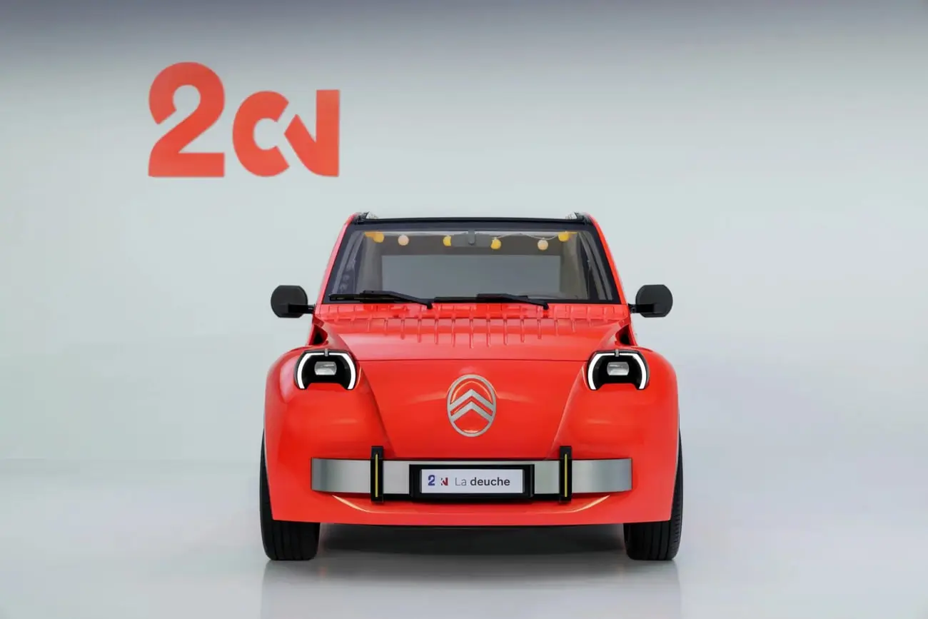 خودروی کلاسیک سیتروئن (Citroën) 2CV با طراحی مدرن و رنگ قرمز